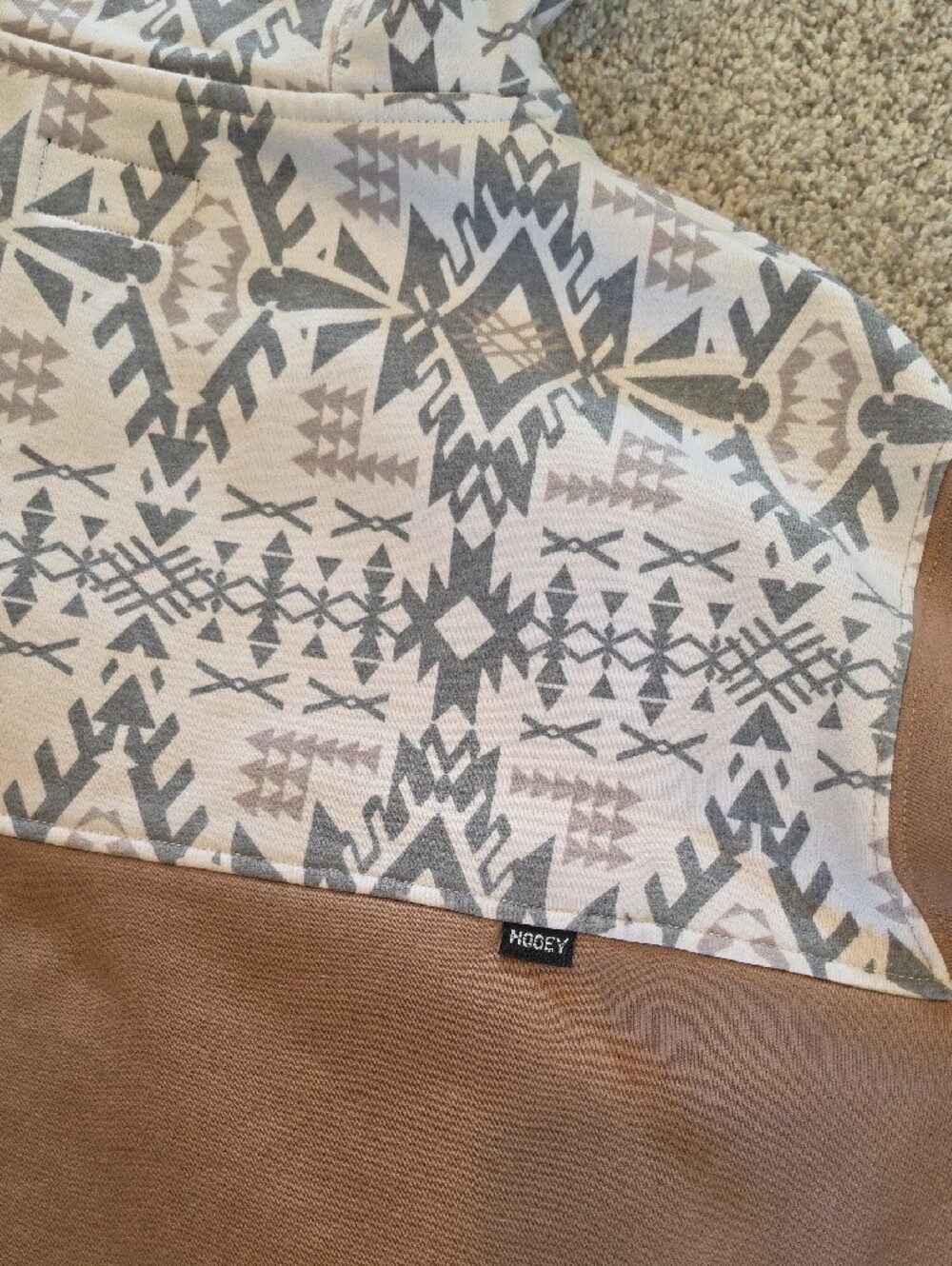Hooey Aztec Yoke Pullover Hoodie - Tan & White - Picture 5 of 5